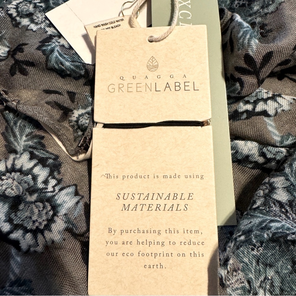 (OS) NWT Quagga GREENLABEL Wrap w/ Armholes & Tassels Floral Dark Teal & Grey - Picture 8 of 11